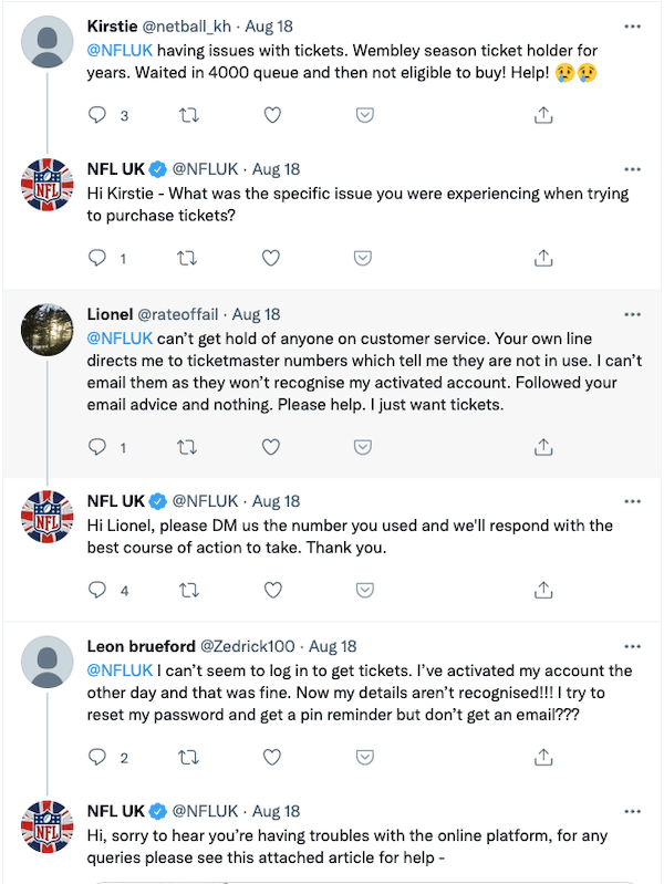 Fans beklagen sich auf Twitter über die NFL London Games 2021 Ticketvergabe