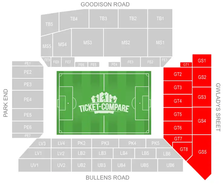 Howard Kendall Gwladys Street End im Goodison Park