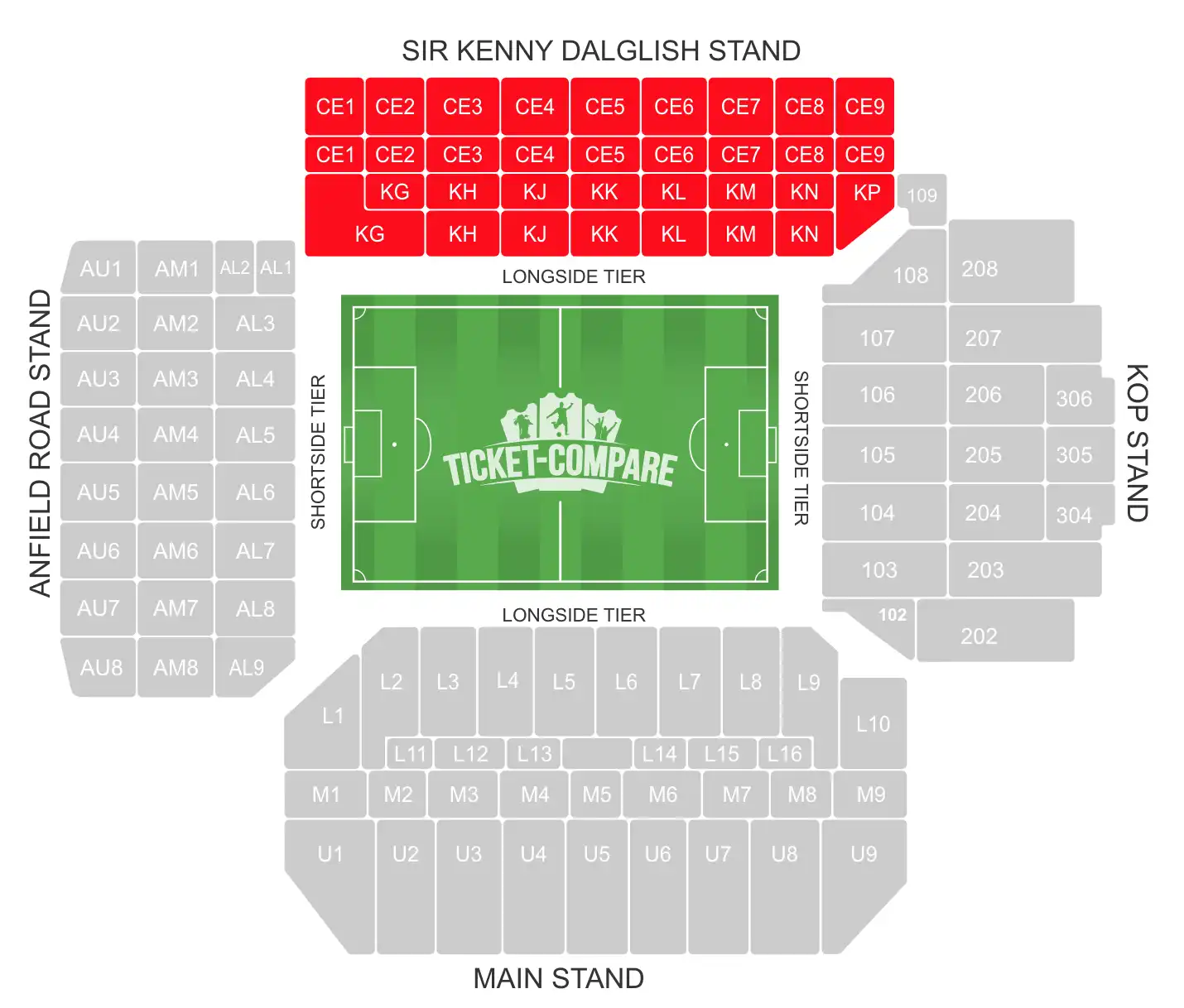 Anfield Sitzplan Sir Kenny Dalglish Stand