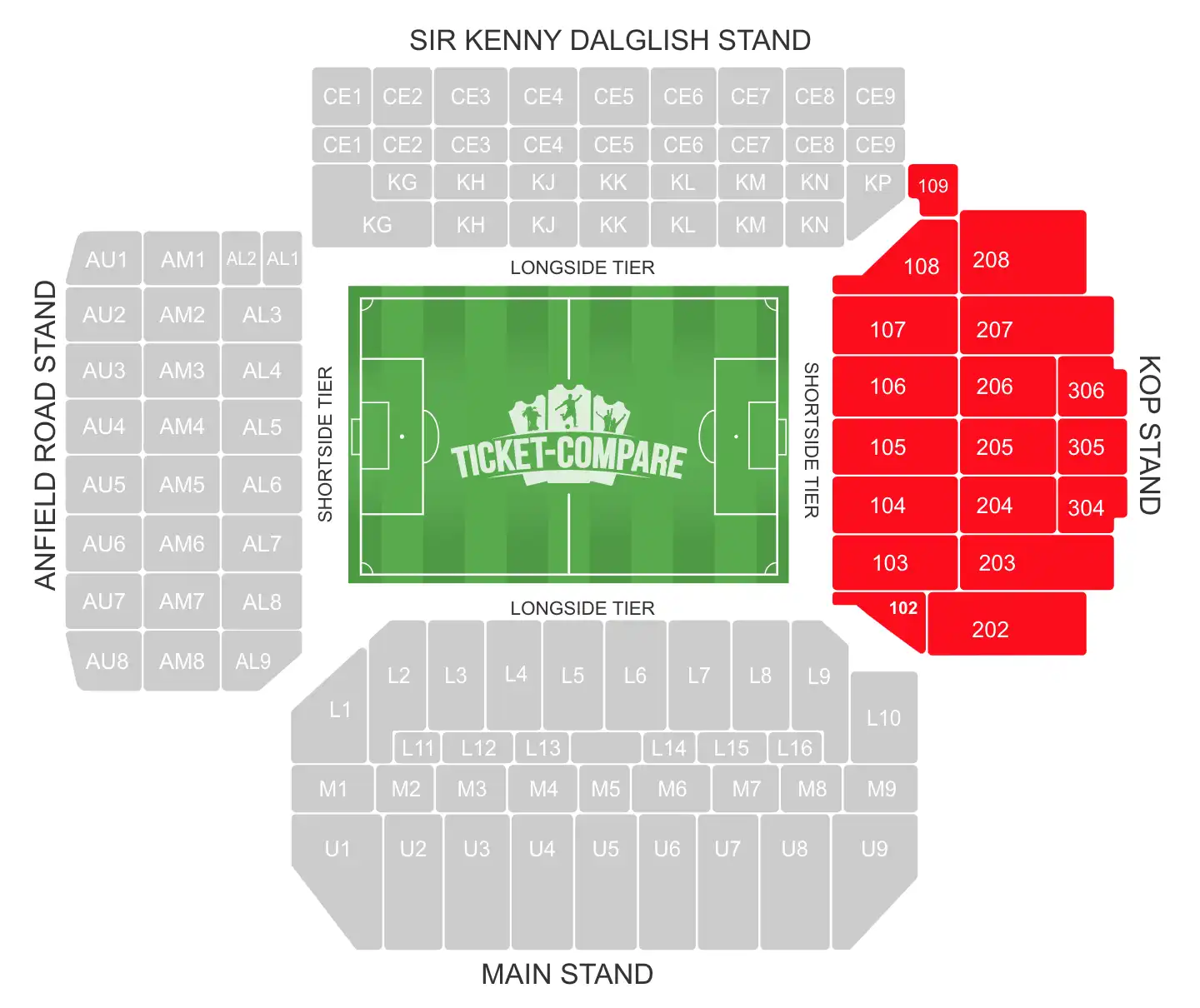 Anfield Sitzplan KOP Stand