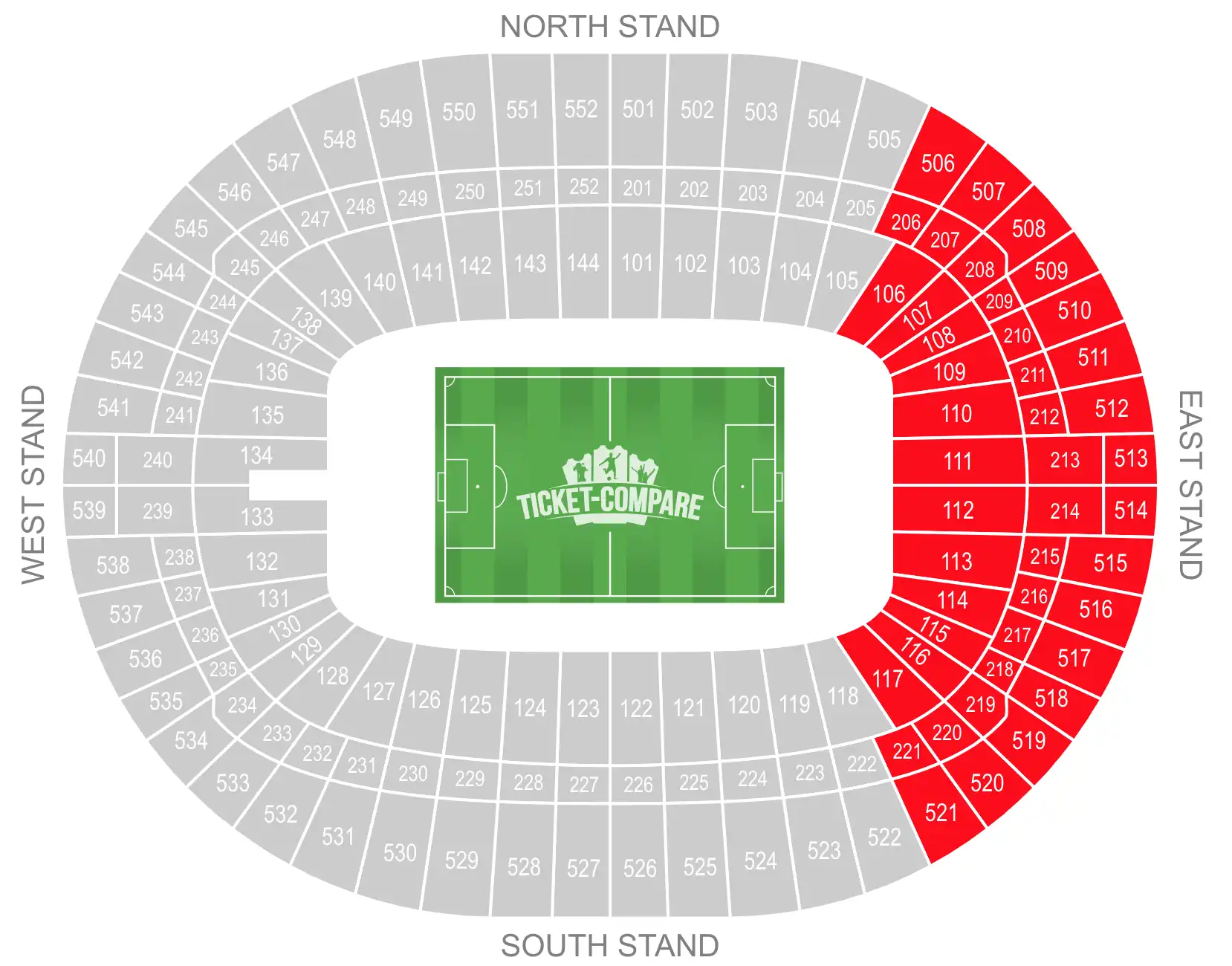 Wembley Stadion Osttribüne Sitzplan