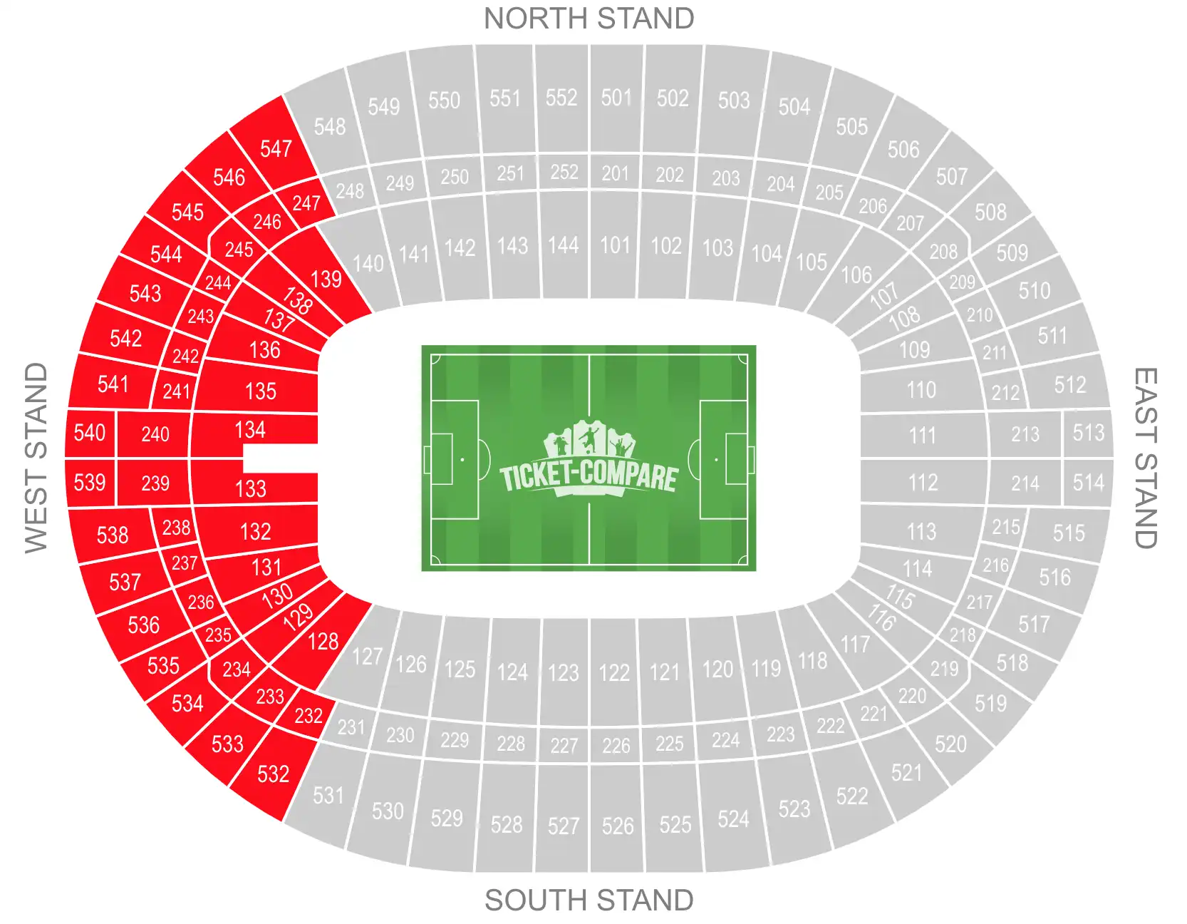 Wembley Stadion Westtribüne Sitzplan