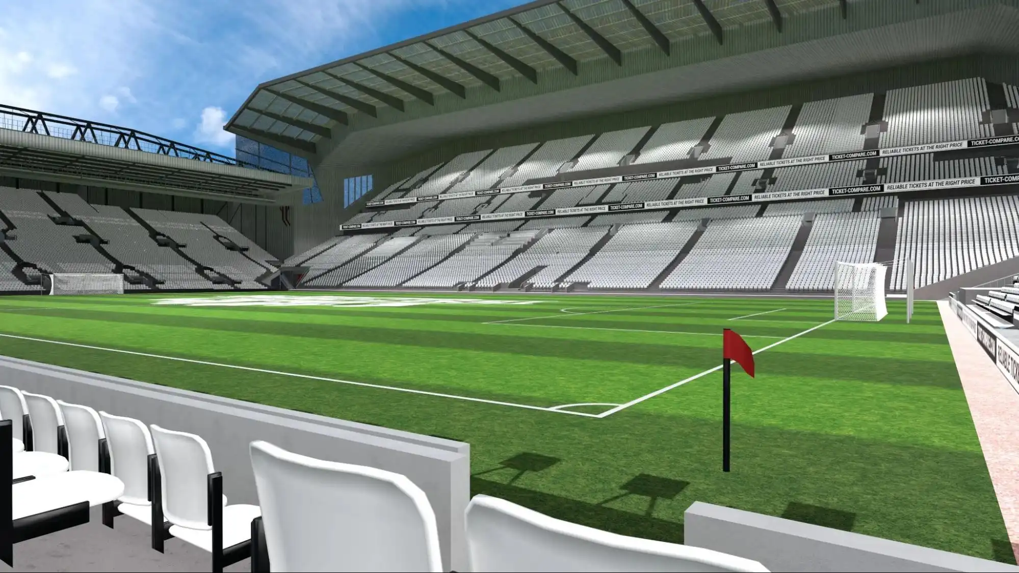 Illustartion of Red flag at the corner of the football field