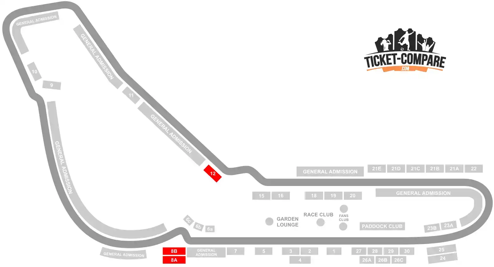 Monza Circuit Tribünenplan