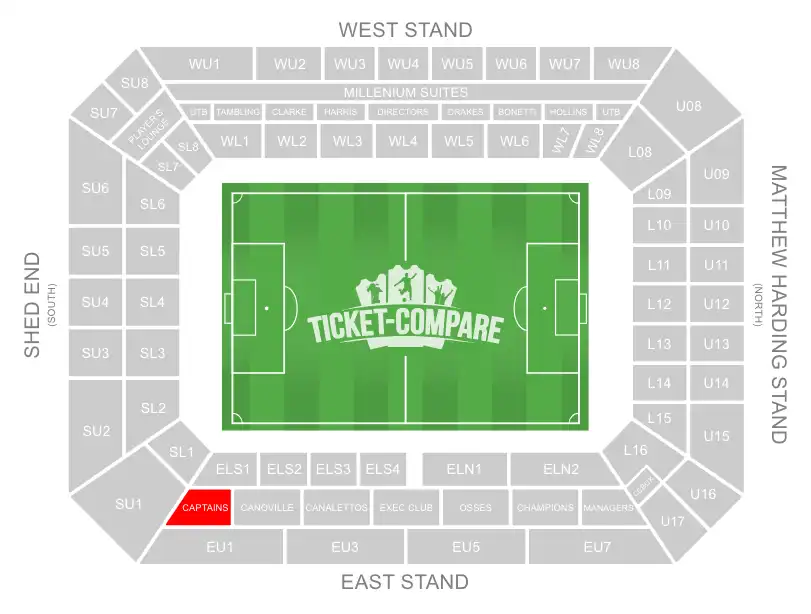 screenshot Stamford Bridge Seating plan mit Captain's Bar