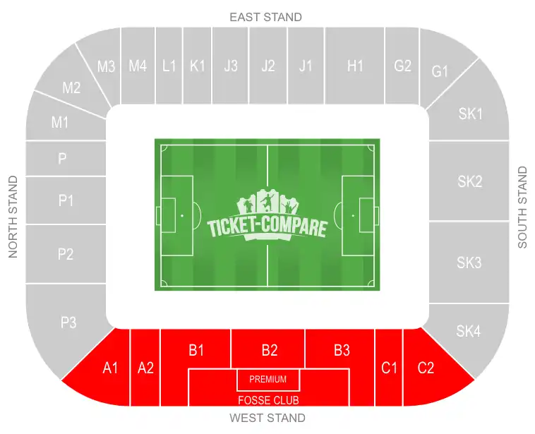 King Power Stadium Sitzplan – West Stand