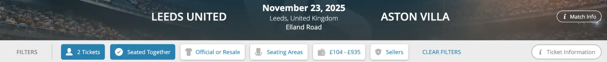 Match-Menü Leeds United