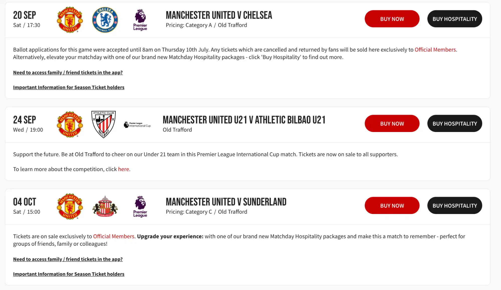 Man United Spielplan Screenshot