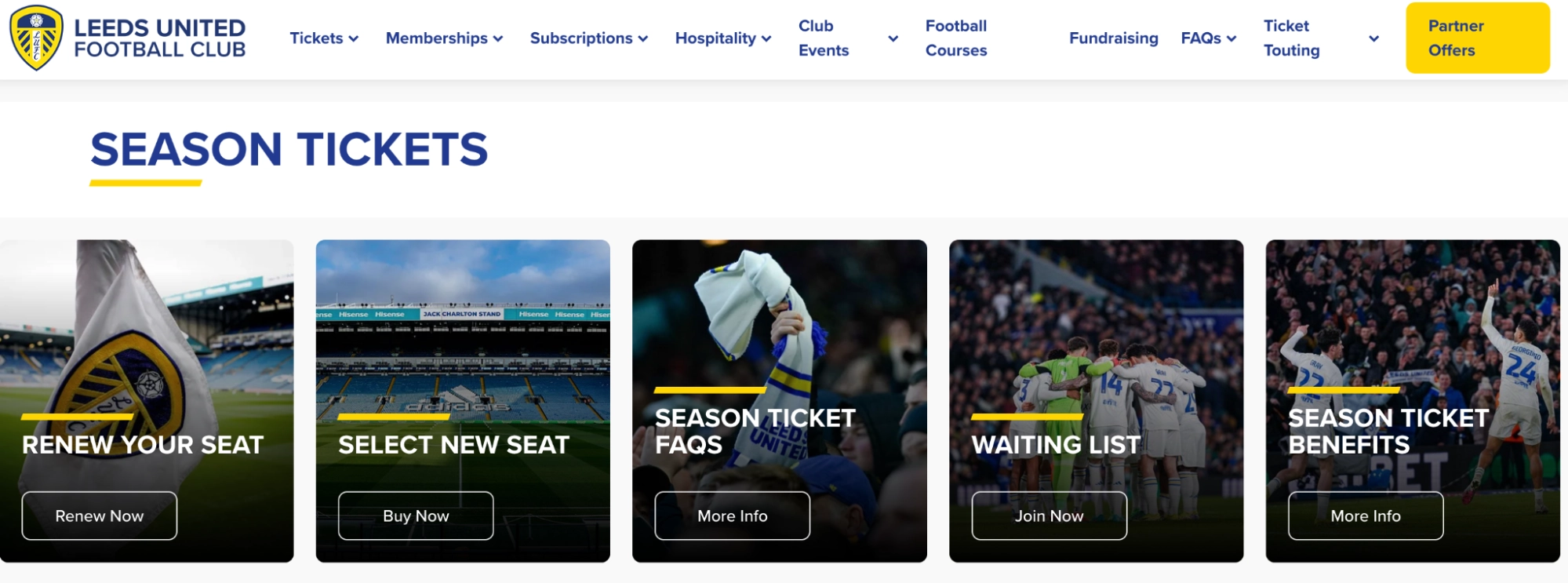 screenshot Leeds 'Season Tickets'
