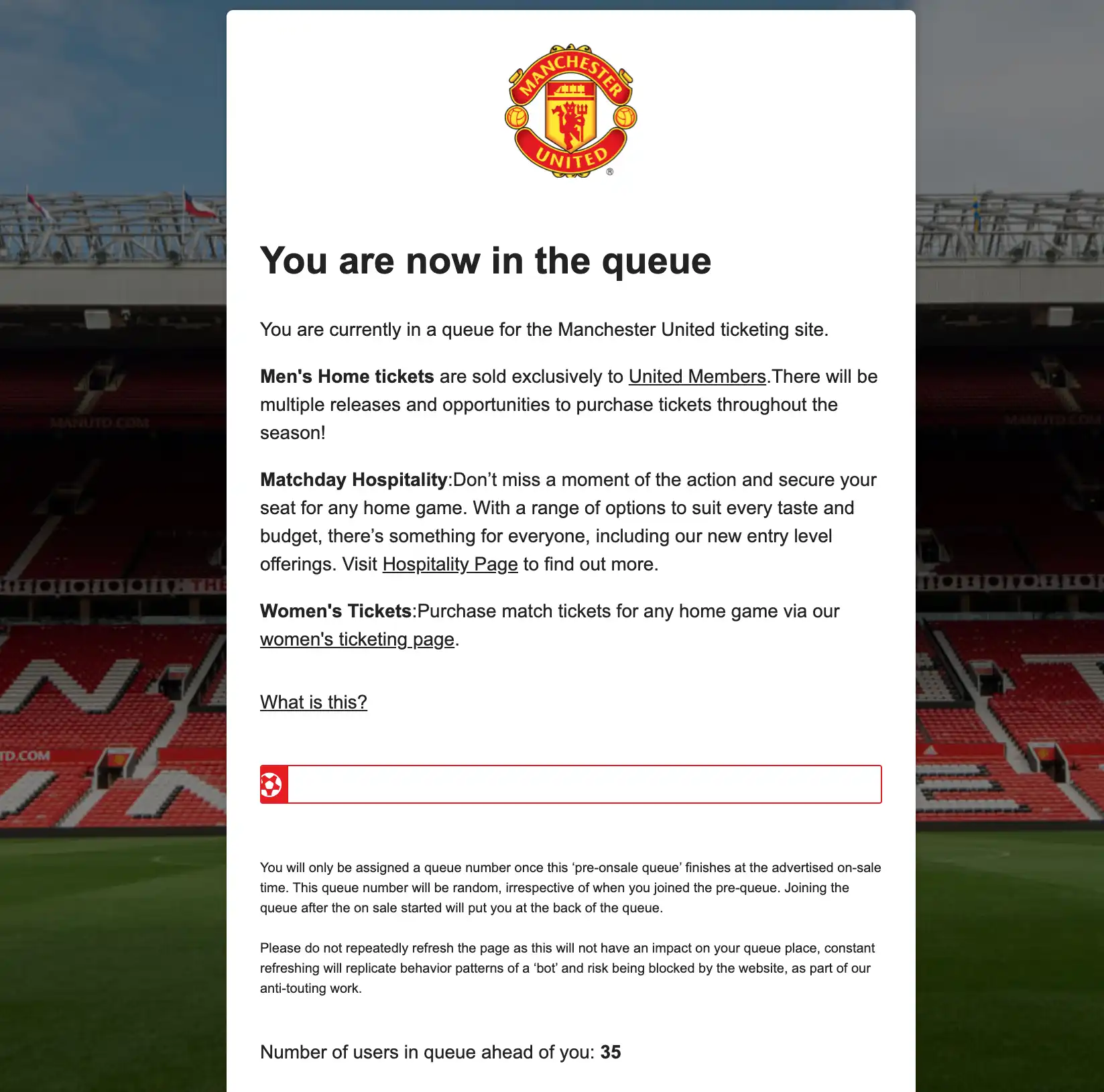 Screenshot Online-Warteschlange