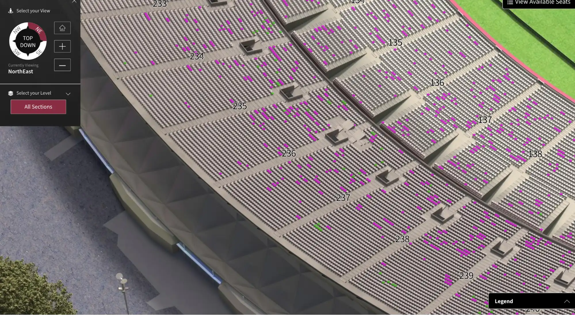 Sitzplätze hervorgehoben