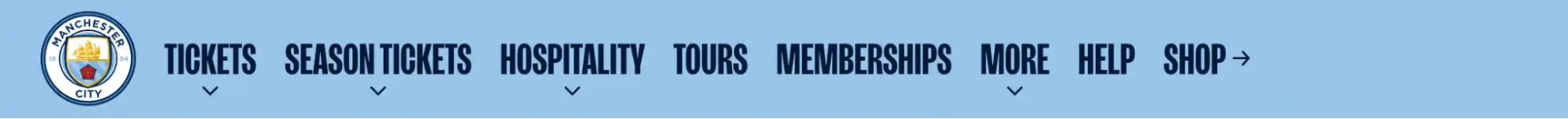 Menüleiste Manchester City