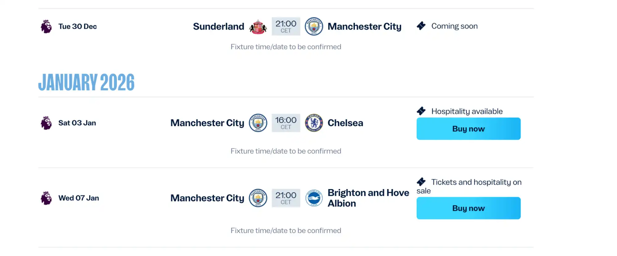Manchester City Spielplan Offizielle Website