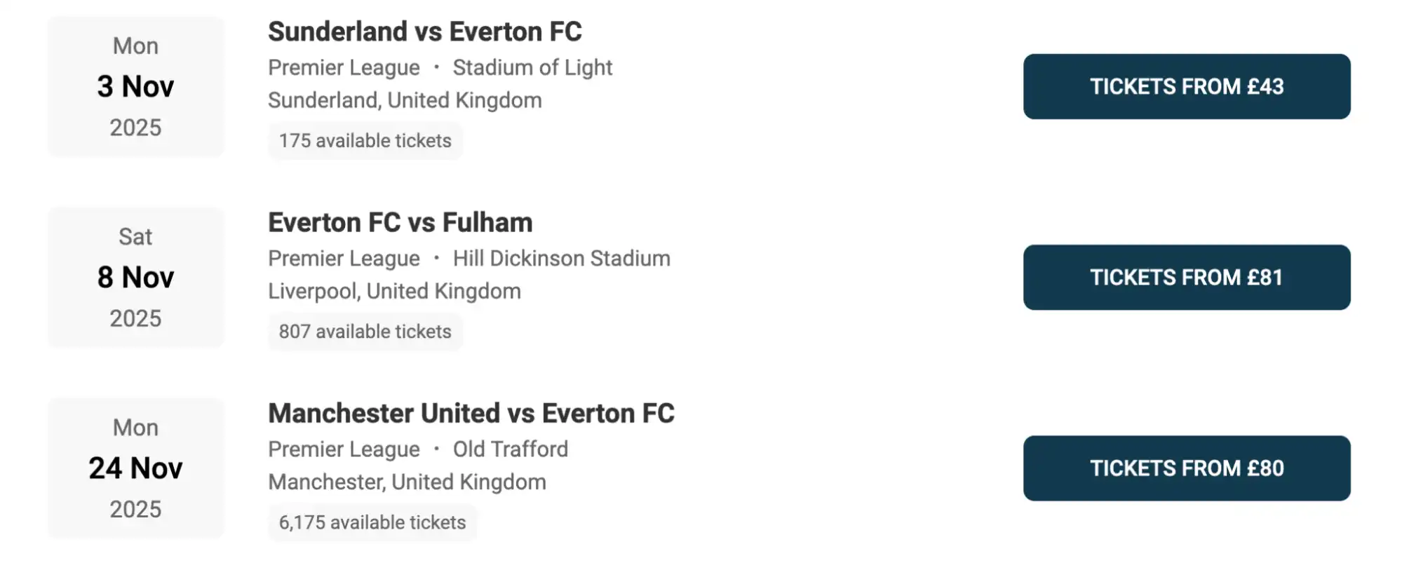 Everton FC Spielplan Übersicht