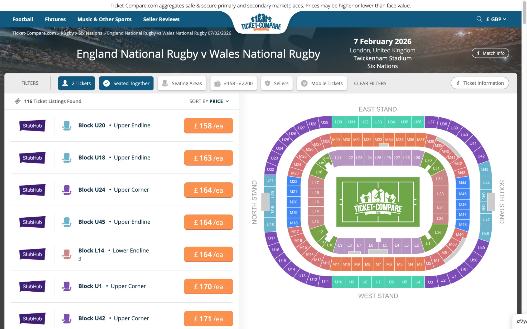 Screenshot England National Rugby vs Wales National Rugby Tickets