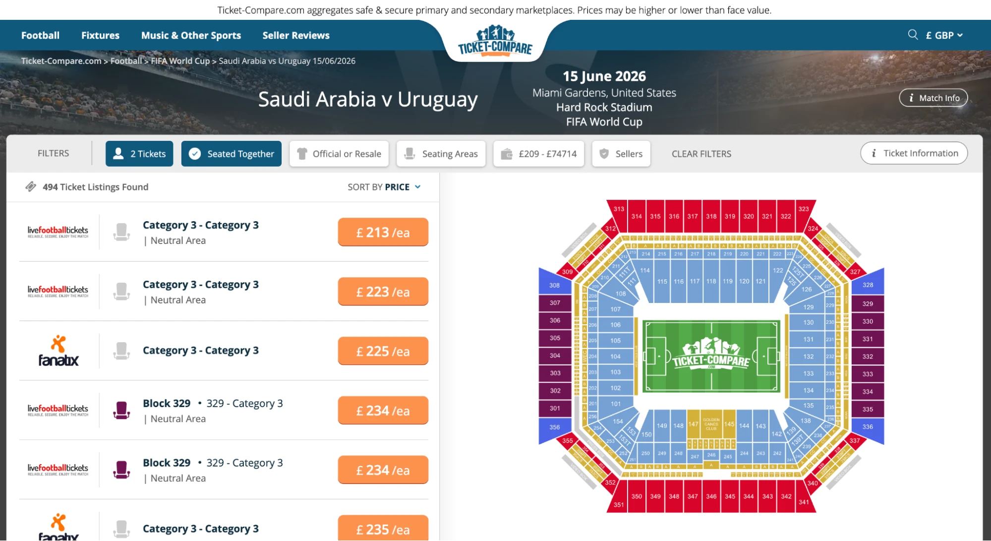 Screenshot Saudi-Arabien vs. Uruguay Tickets