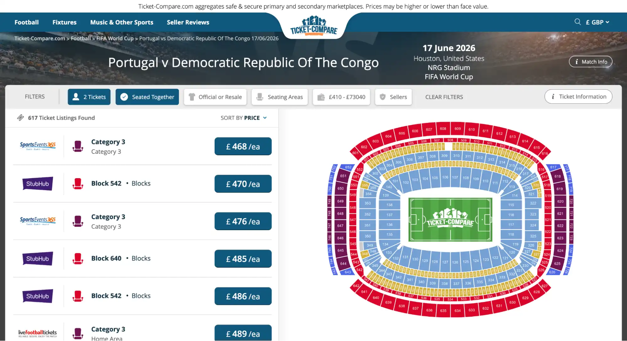 screenshot of Portugal vs DR Congo match tickets page auf ticket-compare.com