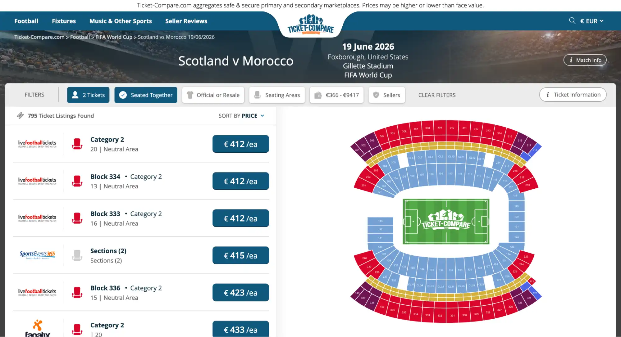 Screenshot Tickets Match Schottland vs Marokko