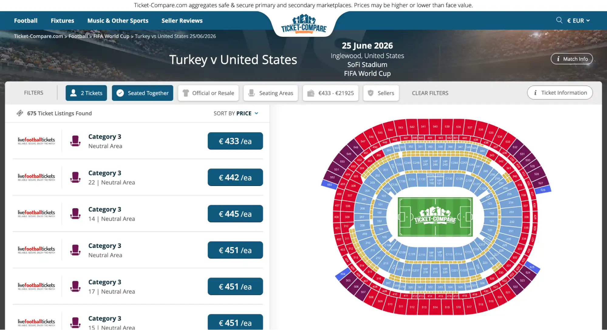 screenshot Türkei vs. USA Matchseite