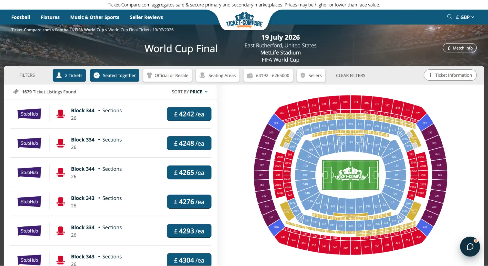 Screenshot World Cup Final Tickets